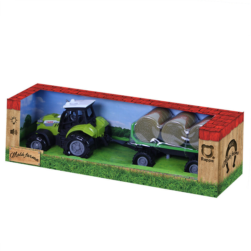 RAPPA - Traktor se zvukem a světlem s vlečkou a balíky slámy