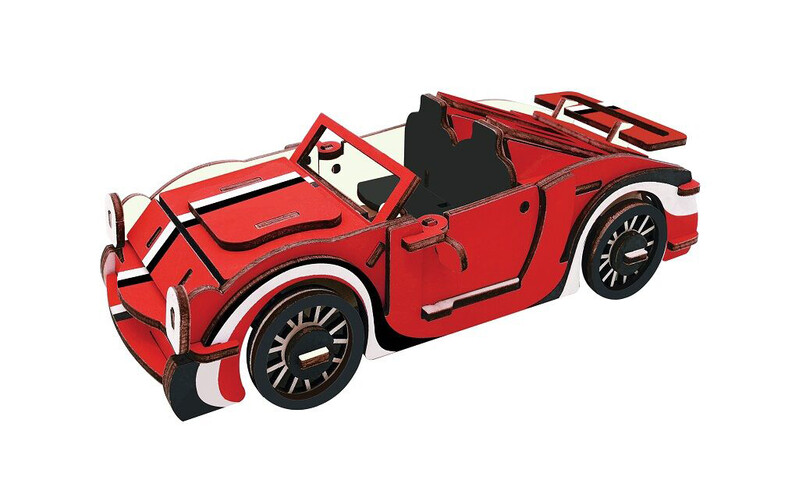 RAPPA - Woodcraft Dřevěné 3D puzzle Červený kabriolet