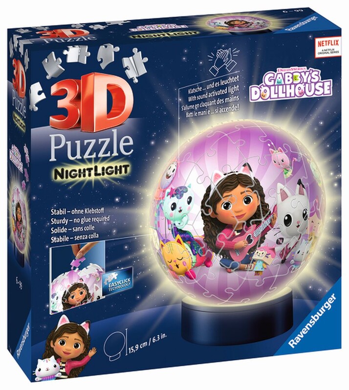 RAVENSBURGER - Puzzle-Ball Gabby’s Dollhouse 72 dílků (noční edice)