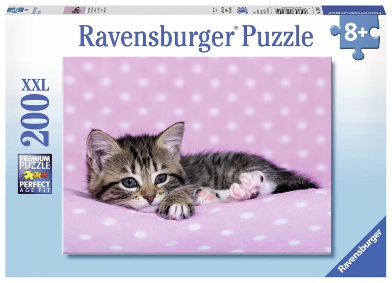 RAVENSBURGER - Roztomilé koťátko na růžové dece 200 dílků