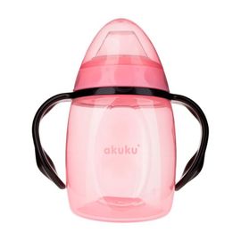 AKUKU - Hrníček nakloněný se silikonovým náustkem 280ml růžový