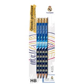 ASTRA - 4ks obyčejná tužka HB s gumou REAL MADRID, blistr, 206018001