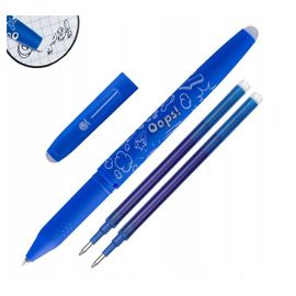 ASTRA - Gumovatelné pero OOPS! 0,6mm, modré, dvě gumy + 2ks náplní, blistr, 201319007