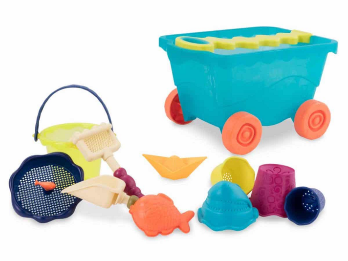 B-TOYS - Vozík s hračkami na písek modrý