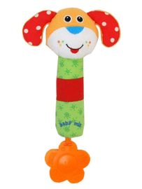 BABY MIX - Dětská pískací plyšová hračka s chrastítkem pejsek