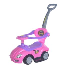 BABY MIX - Dětské odrážedlo s vodící tyčí 3v1 Mega Car růžové