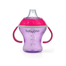 BABYONO - Hrneček netekoucí s měkkým náustkem Natural Nursing 180 ml fialová