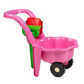 BAYO - Dětské zahradní kolečko s lopatkou a hráběmi Sedmikráska růžové