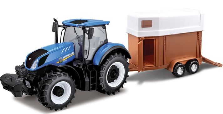 BBURAGO - 1:32 Farm Traktor New Holland s vlečkou pro koně