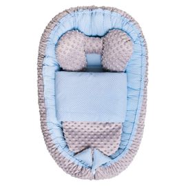 BELISIMA - Hnízdečko s peřinkou pro miminko Minky Sweet Baby modré