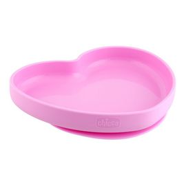 CHICCO - Silikonový talíř srdíčko růžová 9 m+