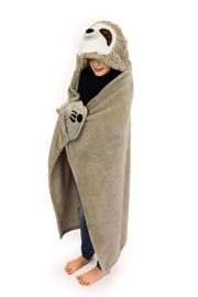 COZY NOXXIEZ - BL809 Lenochod - hřejivá deka s kapucí se zvířátkem a tlapkovými kapsami