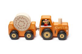 CUBIKA - Cubik 15351 Traktor s vlekem - dřevěná skládačka s magnetem 3 díly