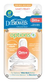 DR.BROWNS - Dudlík na láhve Options+ široké hrdlo 0m + silikonový 2ks (WN1201)