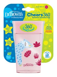 DR.BROWNS - Hrnek Cheers Jungle 300 ml růžový 9m+ (TC01093)