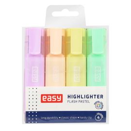 EASY -  FLASH PASTEL Sada klasických barevných zvýrazňovačů, 4 pastelové barvy v balení