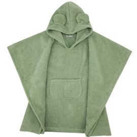 EKO - Pončo bavlněné s kapucí a oušky Olive green 75x120 cm