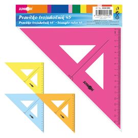 JUNIOR - Pravítko trojúhelník s ryskou 16 cm, transparentní / barevné blistru