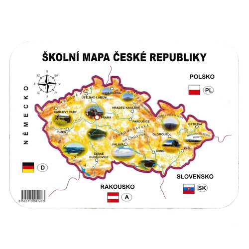 JUNIOR - Školní papírová mapa ČR šablona geografická