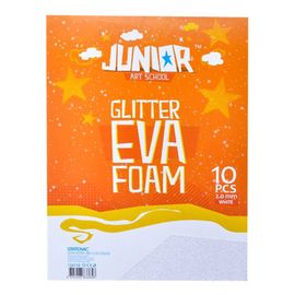 JUNIOR-ST - Dekorační pěna A4 EVA 10 ks bílá tloušťka 2,0 mm glitter