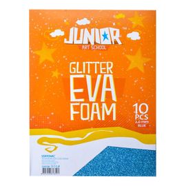 JUNIOR-ST - Dekorační pěna A4 EVA 10 ks modrá tloušťka 2,0 mm glitter