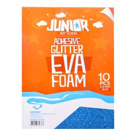 JUNIOR-ST - Dekorační pěna A4 EVA 10 ks modrá samolepicí glitter 2,0 mm
