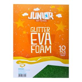 JUNIOR-ST - Dekorační pěna A4 EVA 10 ks zelená tloušťka 2,0 mm glitter