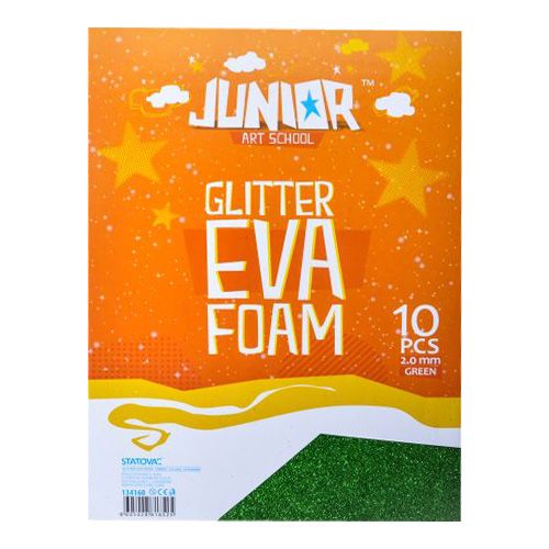 JUNIOR-ST - Dekorační pěna A4 EVA 10 ks zelená tloušťka 2,0 mm glitter