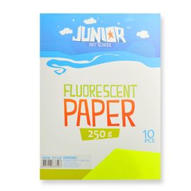 JUNIOR-ST - Dekorační papír A4 Fluo žlutý 250 g, sada 10 ks