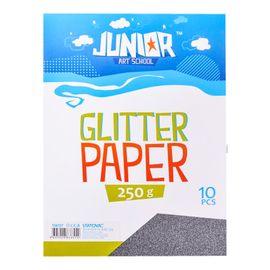 JUNIOR-ST - Dekorační papír A4 10 ks černý glitter 250 g