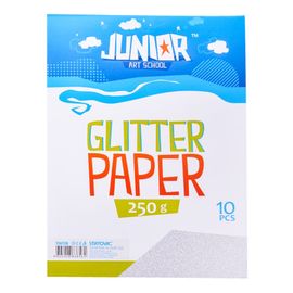 JUNIOR-ST - Dekorační papír A4 10 ks stříbrný glitter 250 g