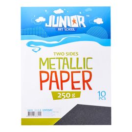 JUNIOR-ST - Dekorační papír A4 10 ks černý metallic 250 g