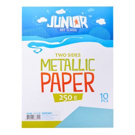 JUNIOR-ST - Dekorační papír A4 10 ks modrý metallic 250 g