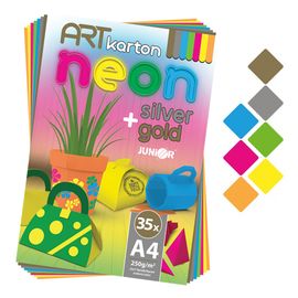 JUNIOR - Složka barevného papíru - výkres ART CARTON RIS NEON A4 250g (35 ks) mix 7 barev/x5