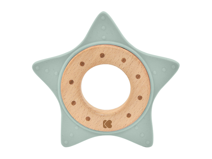 KIKKABOO - Kousátko silikon a dřevo Star Mint
