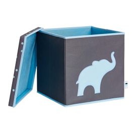 LOVE IT STORE IT - Úložný box na hračky s krytem - šedý, modrý slon