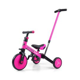 MILLY MALLY - Dětská tříkolka 4v1 Optimus Plus s vodící tyčí pink