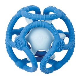 NATTOU - Kousátko silikonové míč 2v1 bez BPA 10 cm modrá