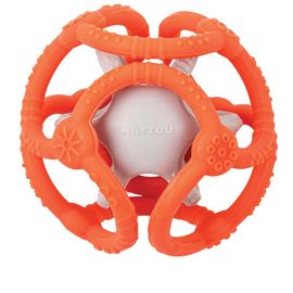 NATTOU - Kousátko silikonové míč 2v1 bez BPA 10 cm oranžovo-šedá