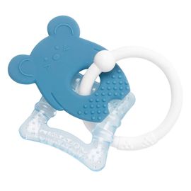 NATTOU - Kousátko silikonové s chladící částí bez BPA modrá myška