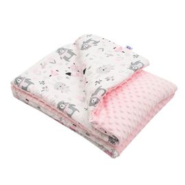 NEW BABY - Dětská deka z Minky s výplní Medvídci růžová 80x102 cm