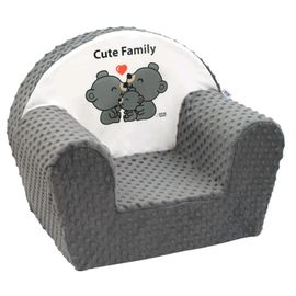 NEW BABY - Dětské křeslo z Minky Cute Family šedé