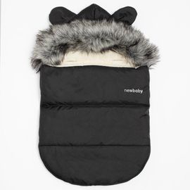NEW BABY - Luxusní zimní fusak s kapucí s oušky Alex Wool black