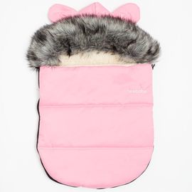 NEW BABY - Luxusní zimní fusak s kapucí s oušky Alex Wool pink