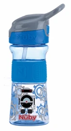NUBY - L&aacute;hev sportovn&iacute; s měkkou sklopitelnou brčkem 360 ml, modr&aacute;, 3+