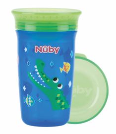 NUBY - Hrnek netekoucí 360° 300 ml, 6 m+ modrá/zelená