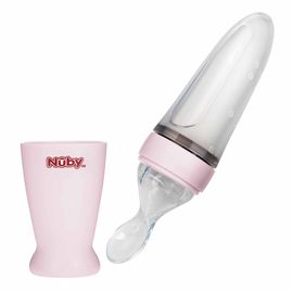 NUBY - Krmítko silikonové 90 ml 3m + růžové