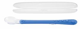 NUBY - Lžička silikon s dlouhou rukojetí as obalem 1 ks, 6 m+, modrá