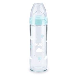 NUK - Skleněná kojenecká láhev New Classic 240 ml modrá