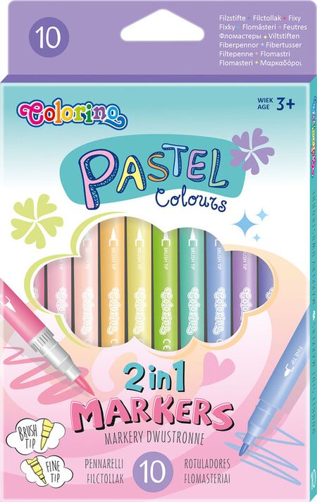 PATIO - Colorino oboustranné pastelové fixy s štětcovým hrotem 10ks